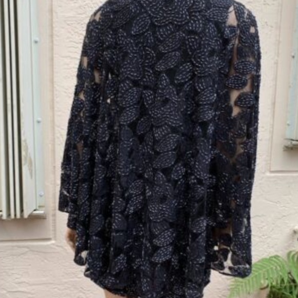 Halston heritage size 8 fully beaded black cape style dress euc - Picture 8 of 16